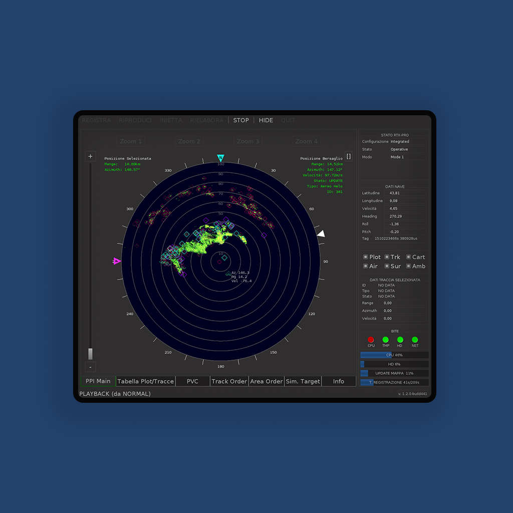 Mockup of a radar software